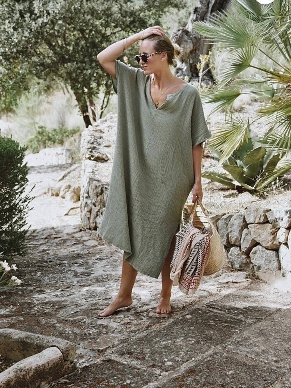 Beachwood The Cala Kaftan Sage Green Maxi